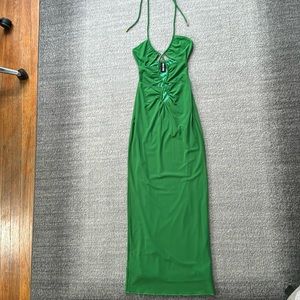 Green cutout dress from Princess Polly. Brand is JGR & STN.